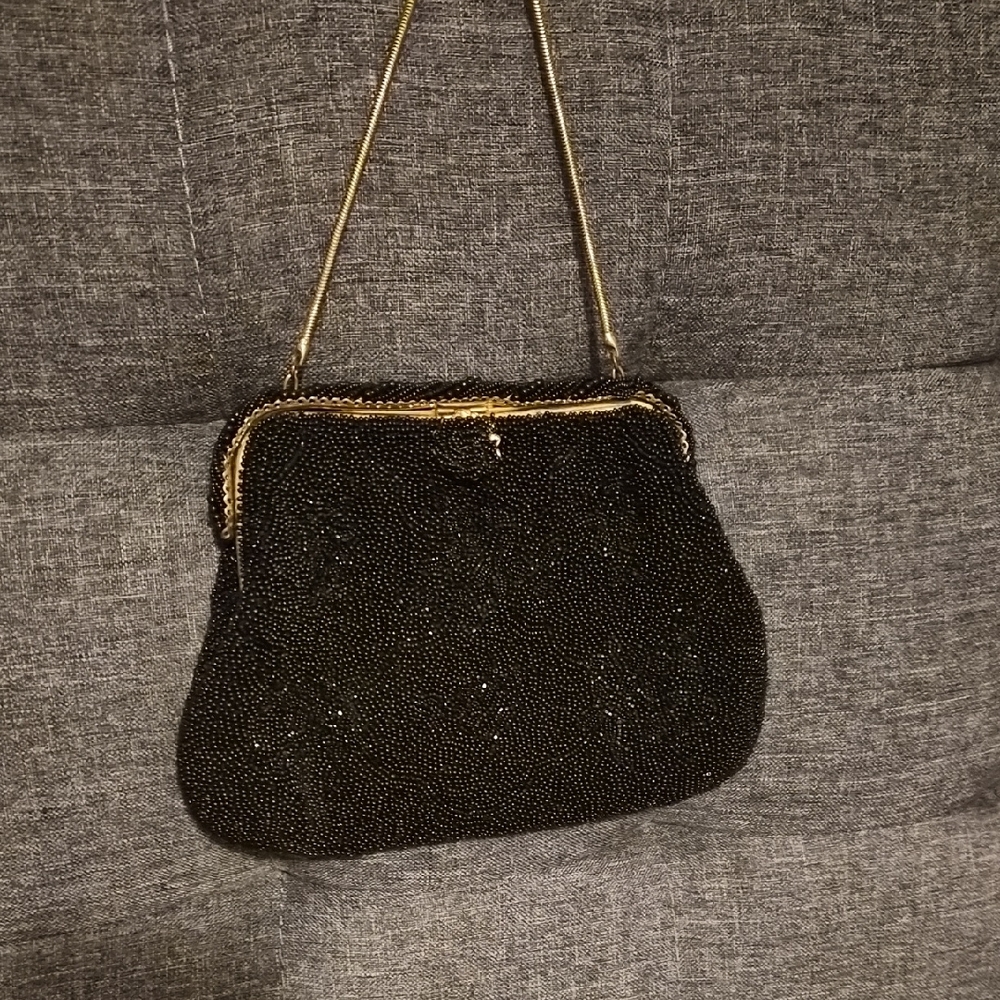 Elegant Black Beaded Evening Bag